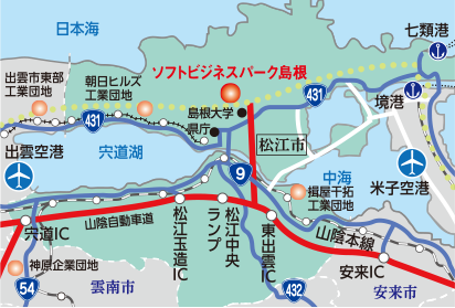 ソフトビジネスパーク島根団地位置地図